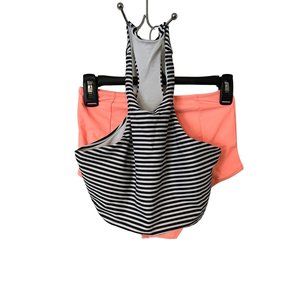 Swimsuit Womens Small 2pc High Waisted Tankini Black Coral Mansy NEW